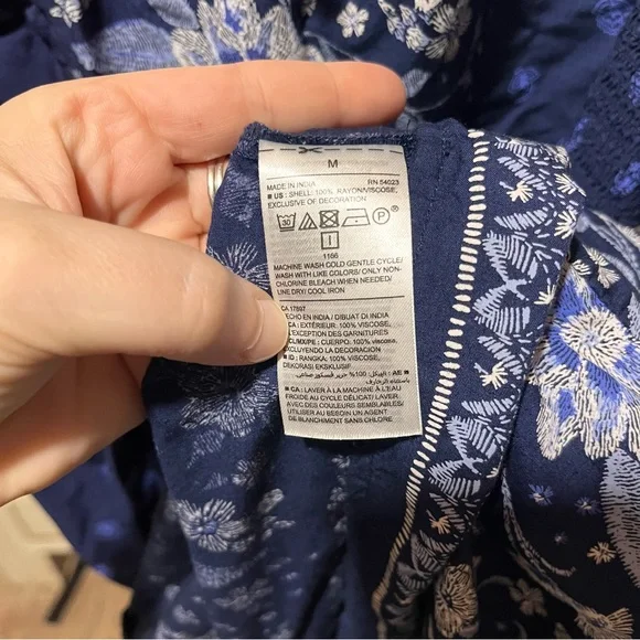 Old Navy Navy Blue Floral Maxi Dress Boho Festival Medium - Picture 9 of 14